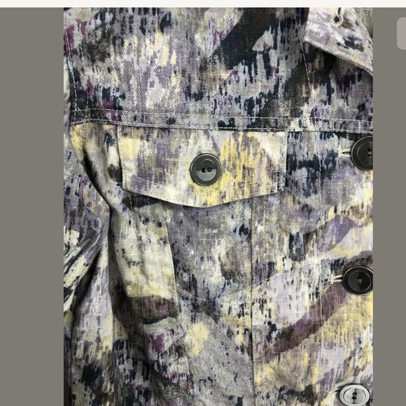 Chicos Multicolored Jean Jacket 3/4 Sleeve - Picture 2 of 6